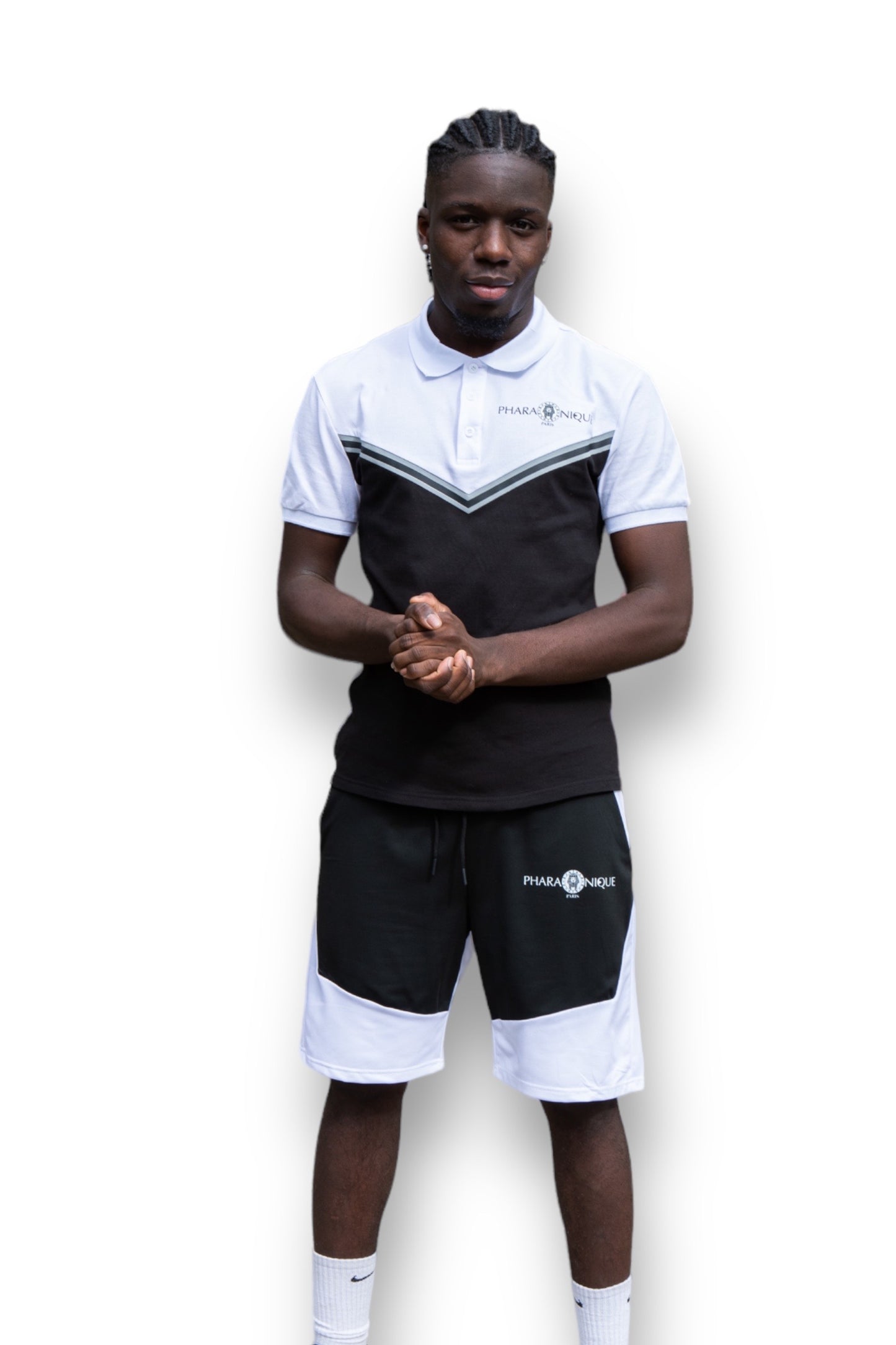 Pharaonique - Ensemble Short et Polo Noir et Blanc