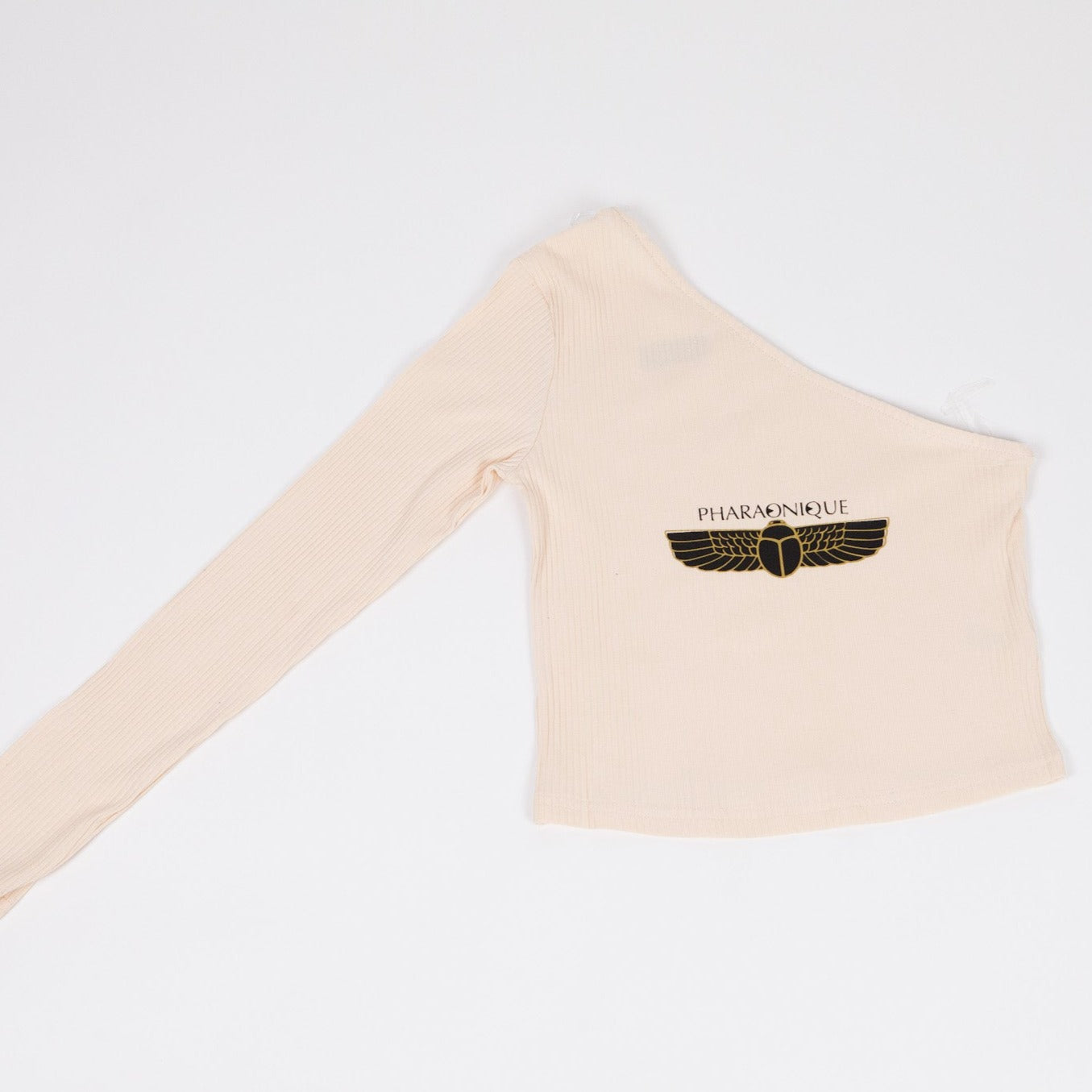 Pharaonique - T-shirt court unicolore asymétrique Beige