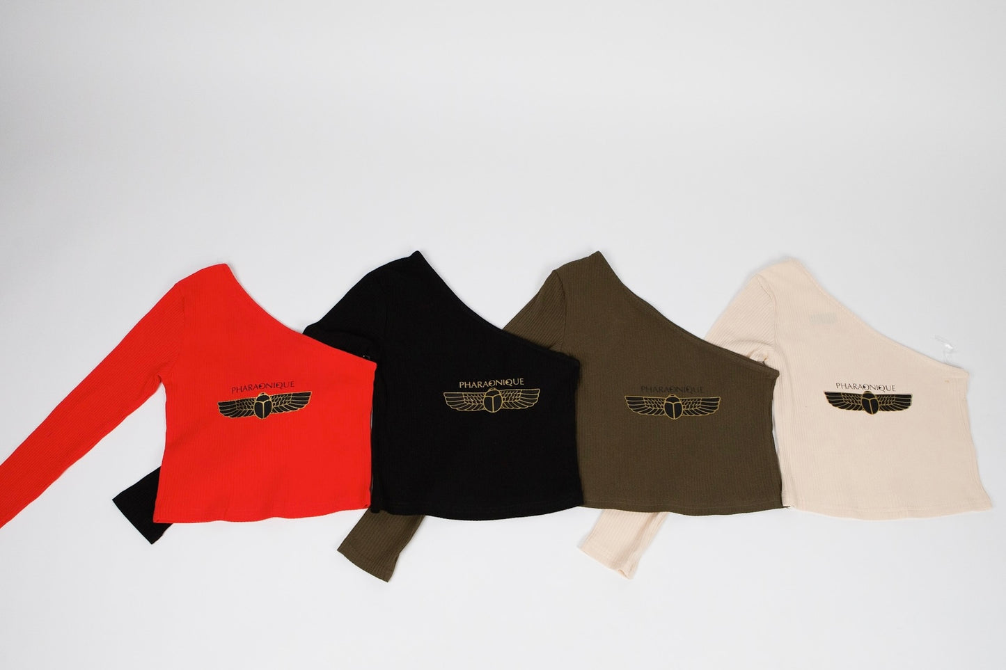 Pharaonique - T-shirt court unicolore asymétrique Beige