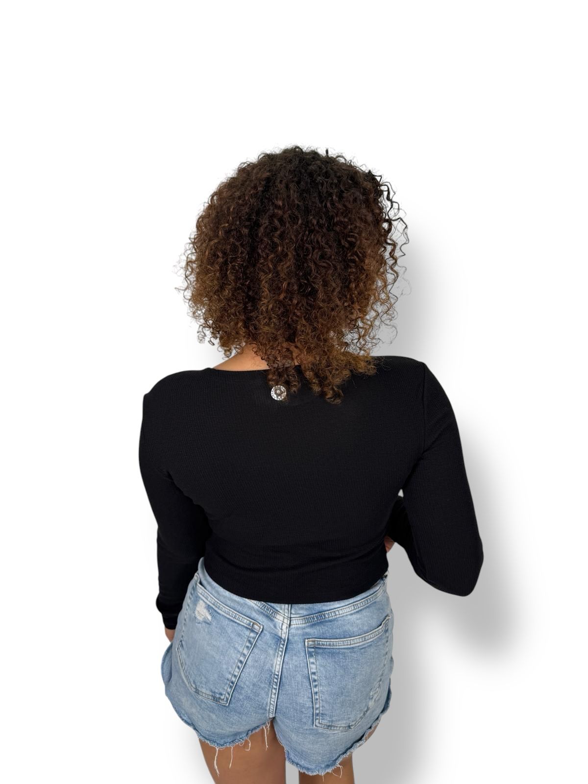 Crop-top manches longues Signature - Noir - Pharaonique