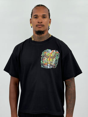 T-shirt Jungle oversize - Noir - Pharaonique