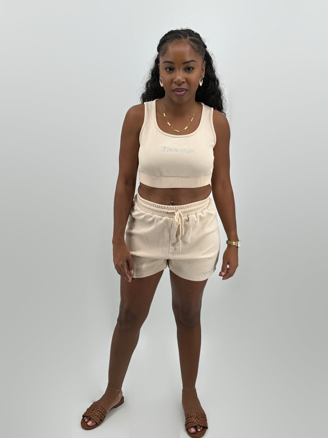 Ensemble Femme Crop-top & Short Beige Anubis - Pharaonique