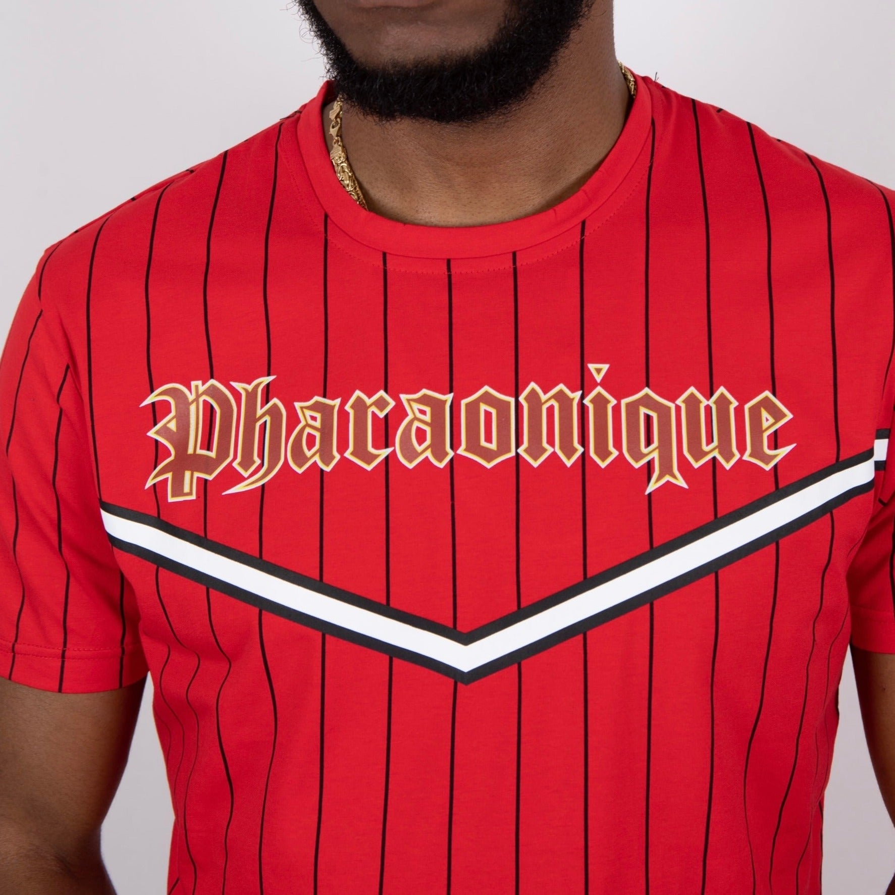 Ensemble short et t-shirt à rayures gothiques - Rouge - Pharaonique