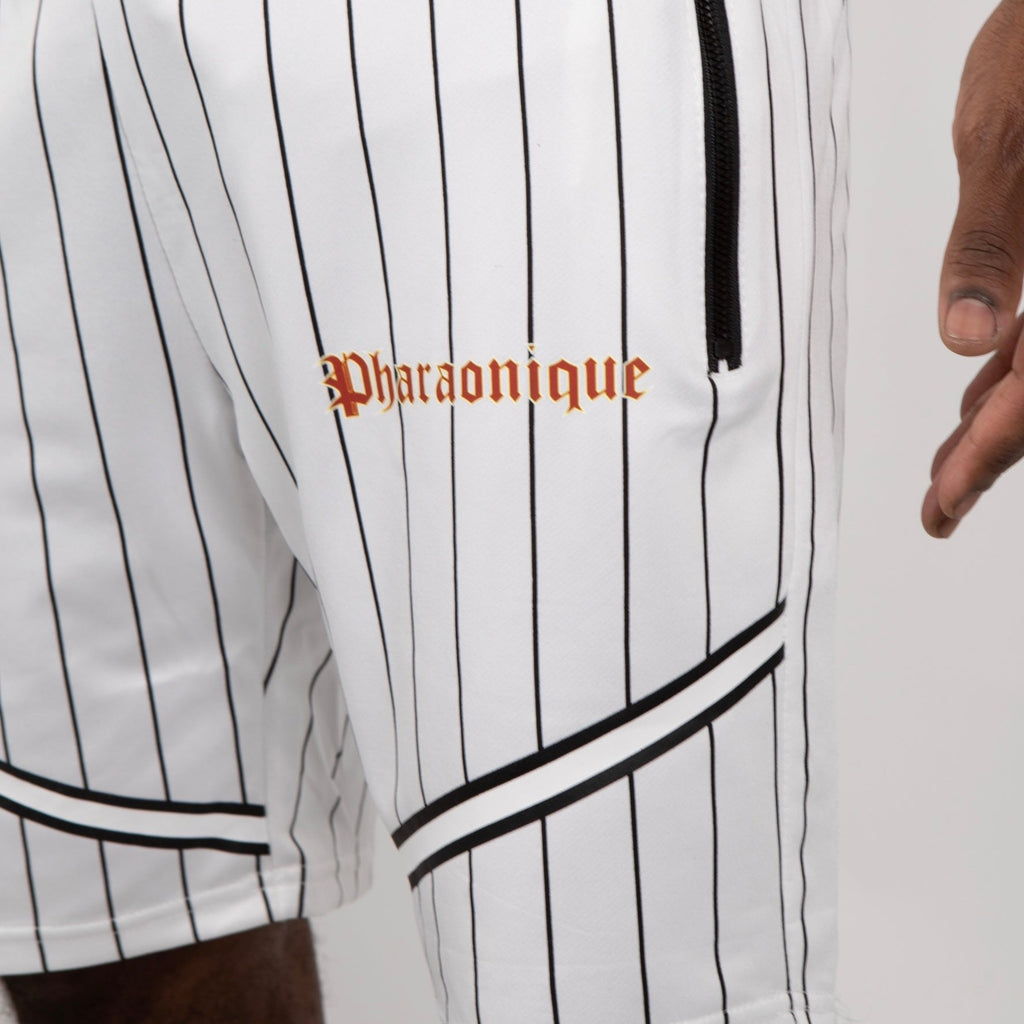 Ensemble short et t-shirt à rayures gothiques - Blanc - Pharaonique