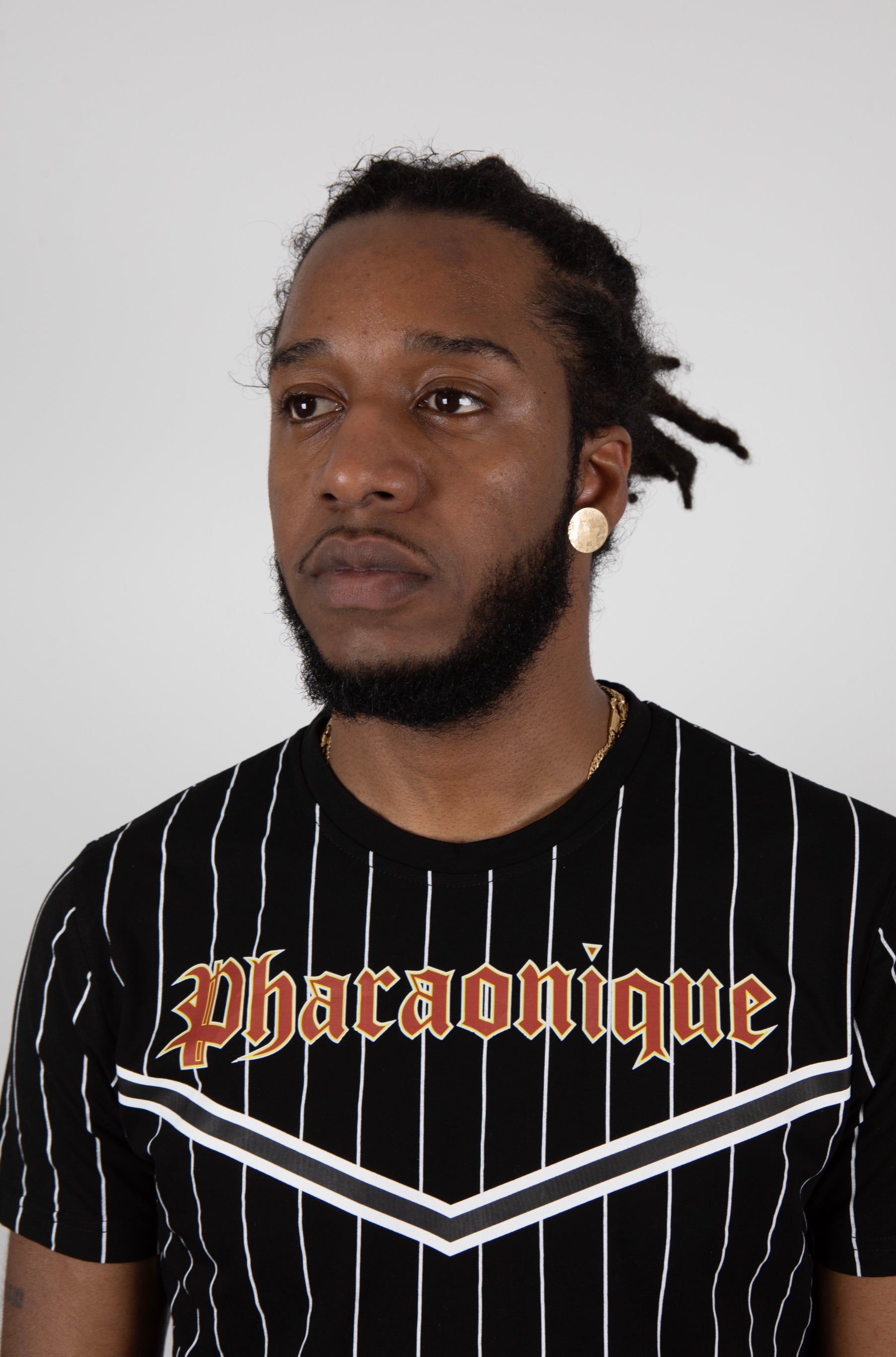 Ensemble short et t-shirt à rayures gothiques -Noir - Pharaonique