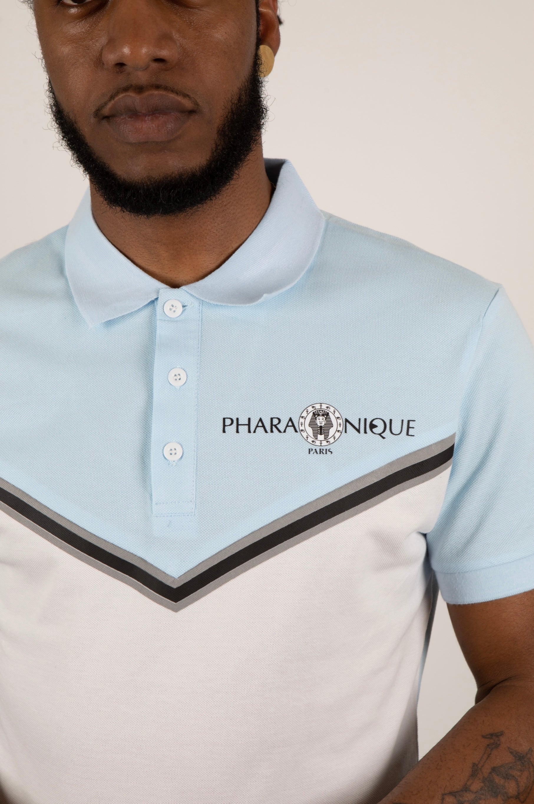 Ensemble polo et short bicolore - Bleu et blanc - Pharaonique