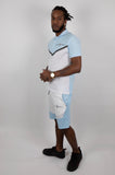 Two-tone polo and shorts set - Blue and white