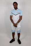 Two-tone polo and shorts set - Blue and white