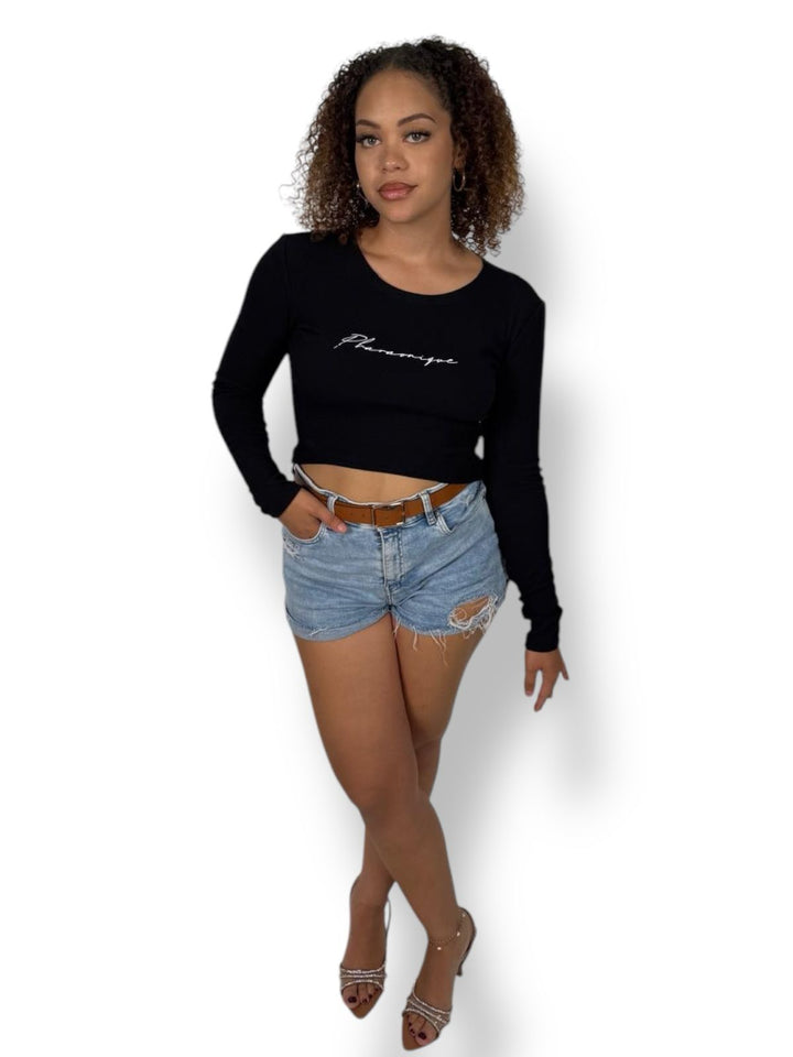 Power long-sleeved crop top - Blue