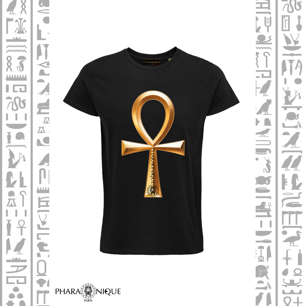 T-shirt Homme collection croix ankh égyptienne - Noir - Pharaonique
