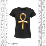 T-shirt Femme collection croix ankh égyptienne - Noir - Pharaonique
