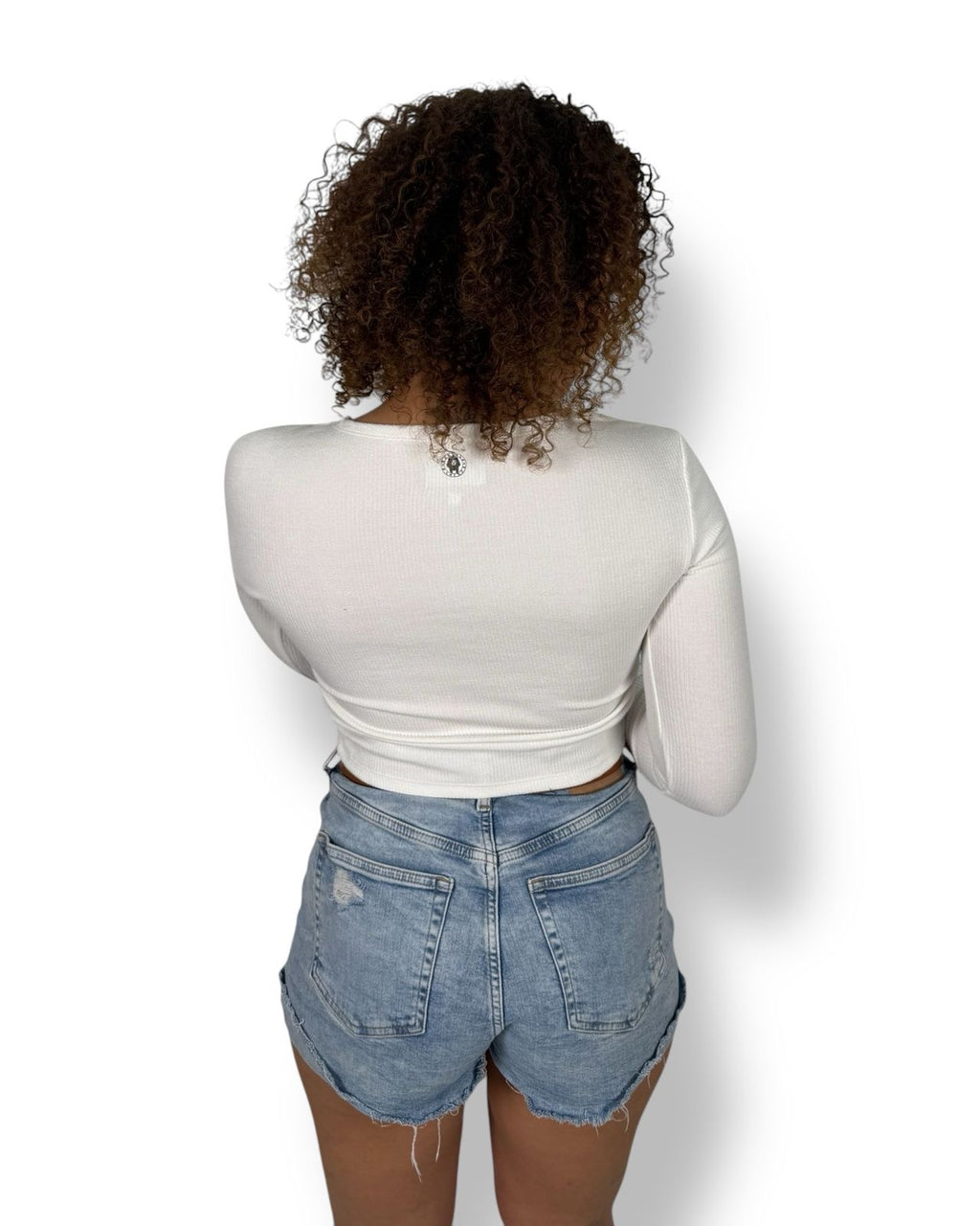 Crop-top manches longues Signature - Blanc - Pharaonique