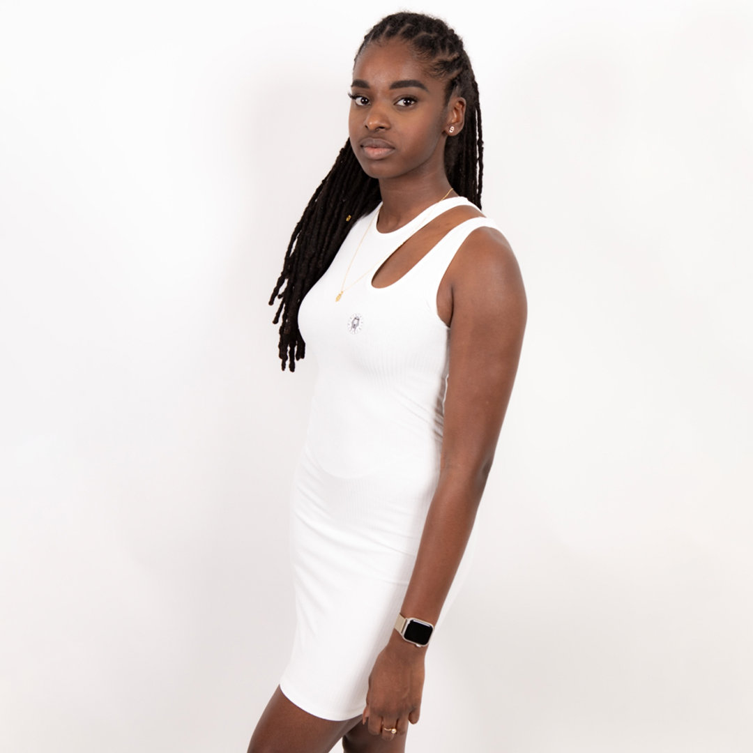 Robe sans manches Isis - blanche - Pharaonique