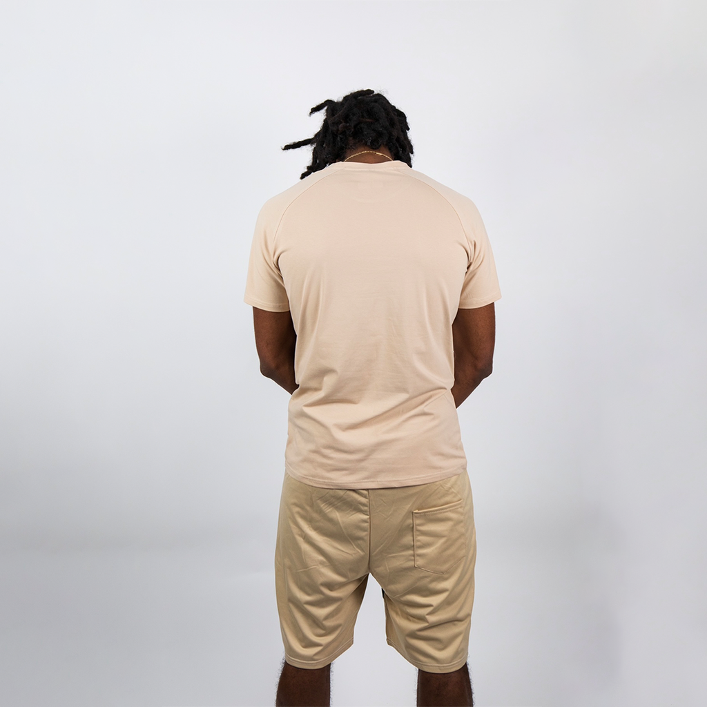 Ensemble t-shirt et short Power bicolores - Beige et Blanc - Pharaonique