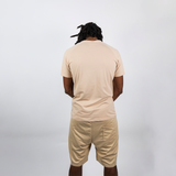Two-tone Power T-shirt and shorts set - Beige and White