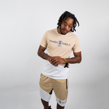 Two-tone Power T-shirt and shorts set - Beige and White
