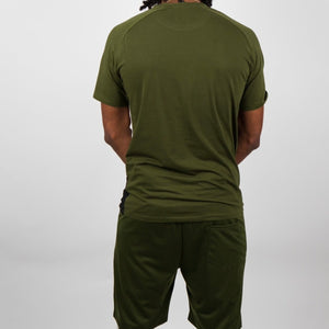 Two-tone Power T-shirt and shorts set - Green and black