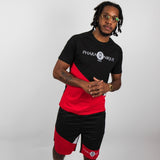 Two-tone Power T-shirt and shorts set - Black and Red