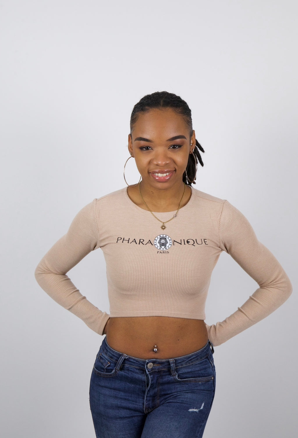 Crop top manches longues Power -  Beige - Pharaonique