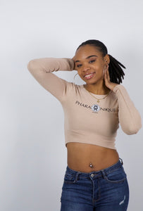 Crop top manches longues Power - Beige