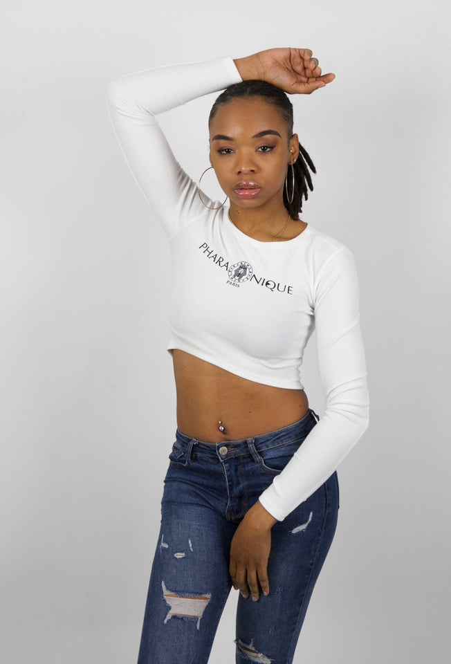 Crop-top manches longues Power - Blanc