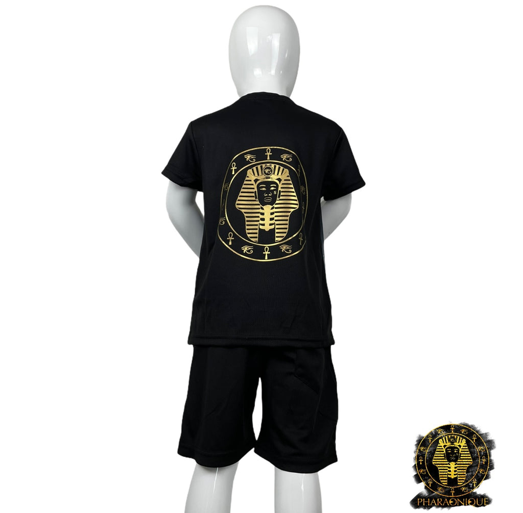 Ensemble tee-shirt et short enfant - Noir - Pharaonique